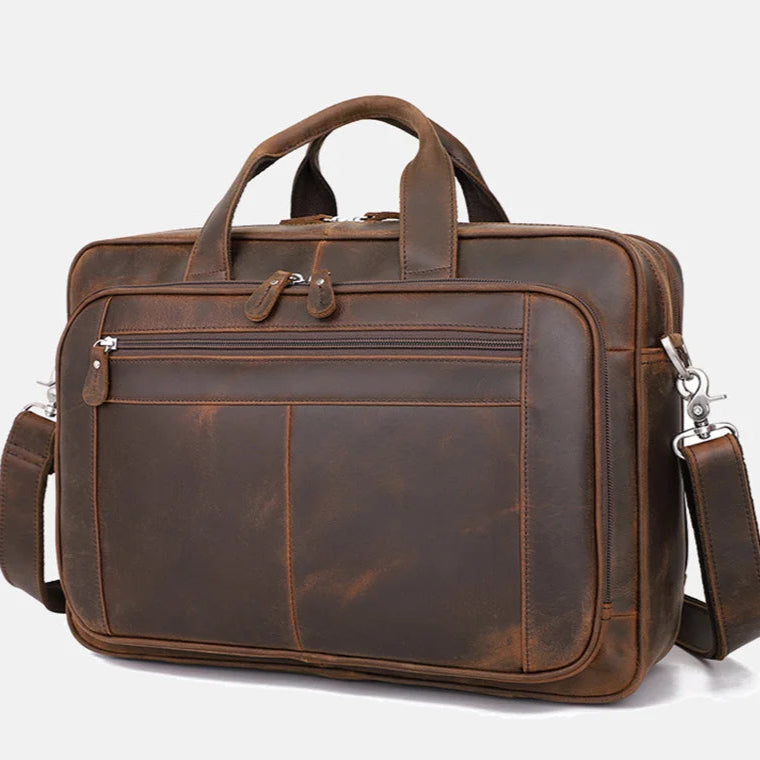 17 inch Laptop Cowhide Male Tote Big Briefcase