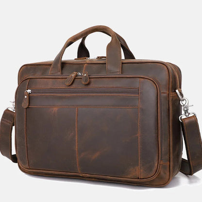 17 inch Laptop Cowhide Male Tote Big Briefcase