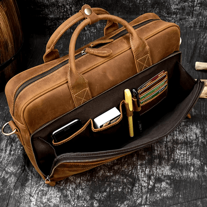 Classic Leather Bag for Laptop Men's Briefcase