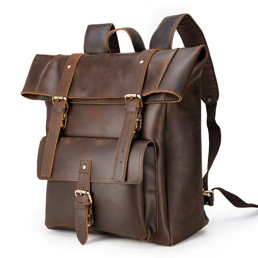 DHM bags-Brown leather backpack