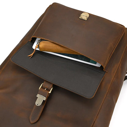Luxury Handmade Full-Grain Leather Laptop Backpack