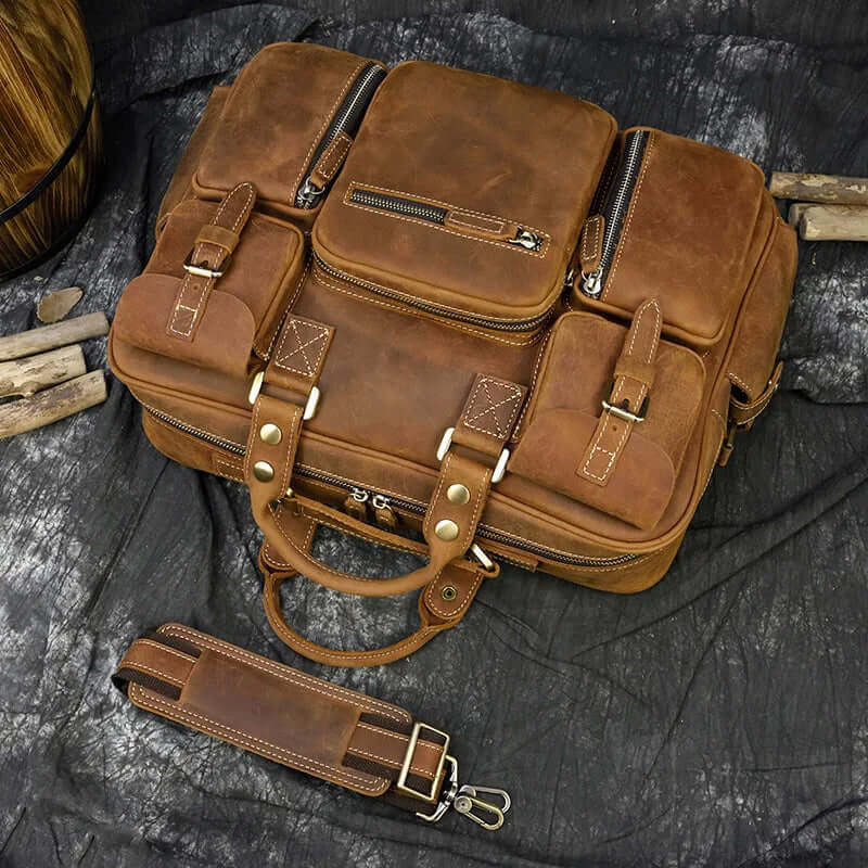 Leather Laptop Briefcase for Work and Travel