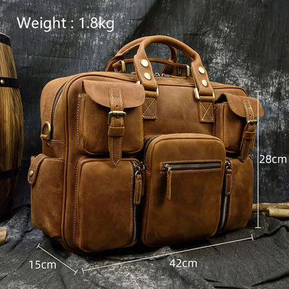 Leather Laptop Briefcase for Work and Travel