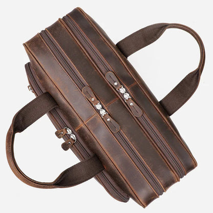 17 inch Laptop Cowhide Male Tote Big Briefcase