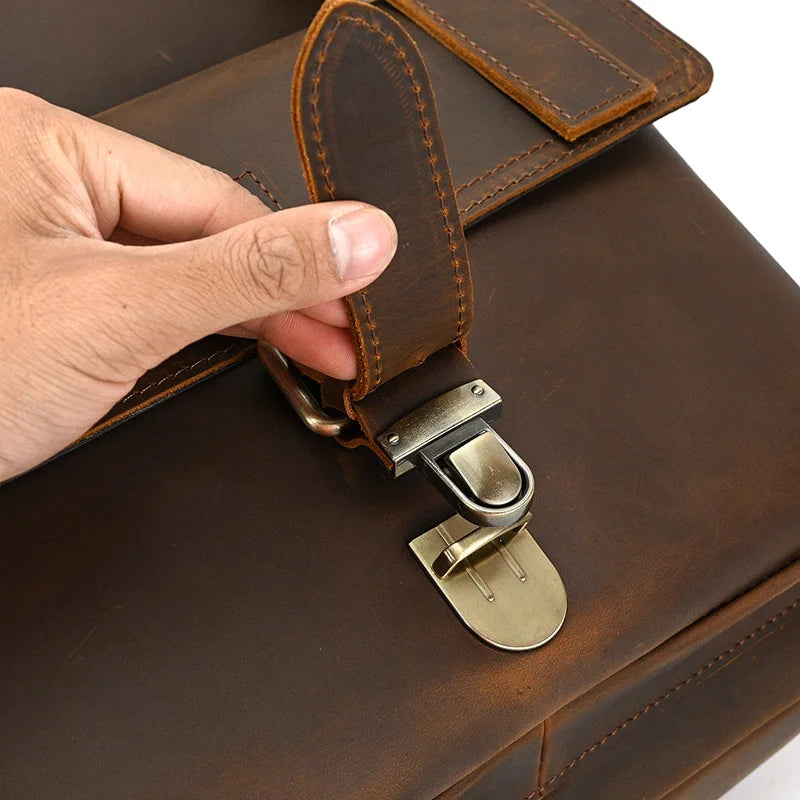 Luxury Handmade Full-Grain Leather Laptop Backpack