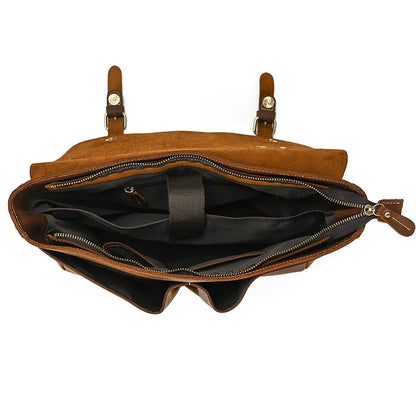 Male Soft Cow Leather Laptop Shoulder Bag