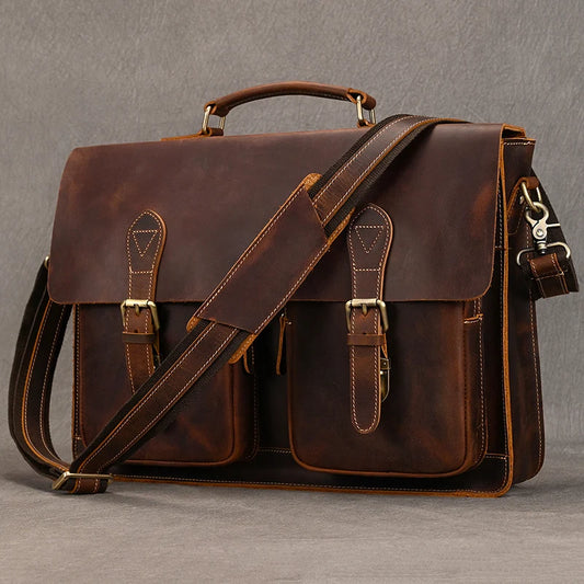 Men’s Leather Portfolio Messenger Bag