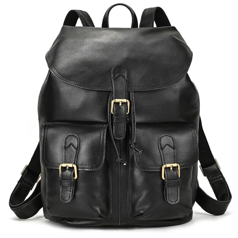black leather backpack