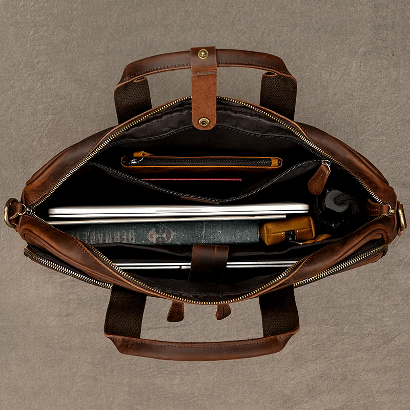 Classic Leather Bag for Laptop Men's Briefcase