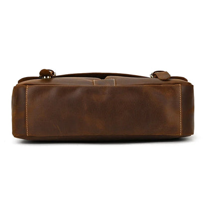 Male Soft Cow Leather Laptop Shoulder Bag