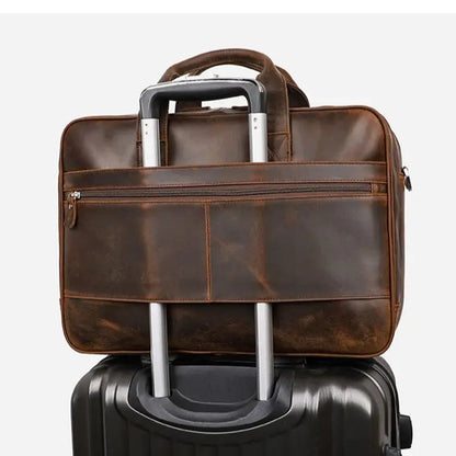 17 inch Laptop Cowhide Male Tote Big Briefcase