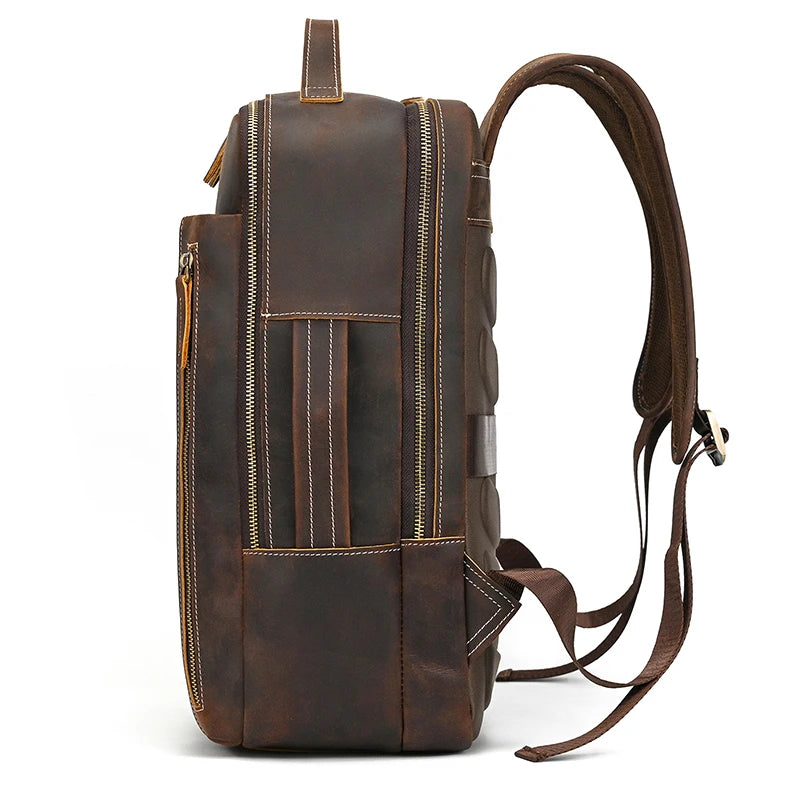 Fashion Men's Full-Grain Leather Laptop Backpack – DHM bags