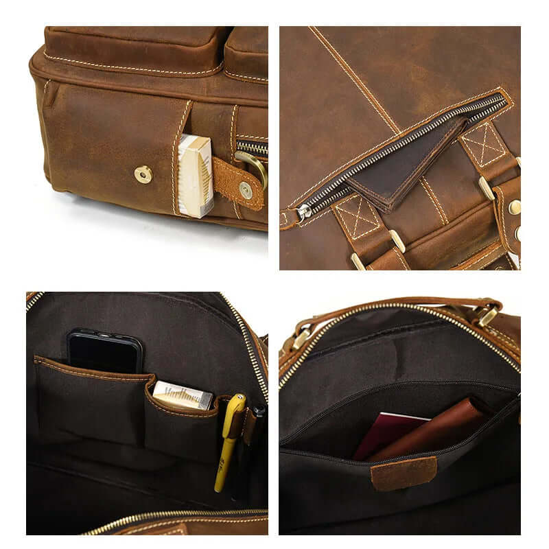 Leather Laptop Briefcase for Work and Travel