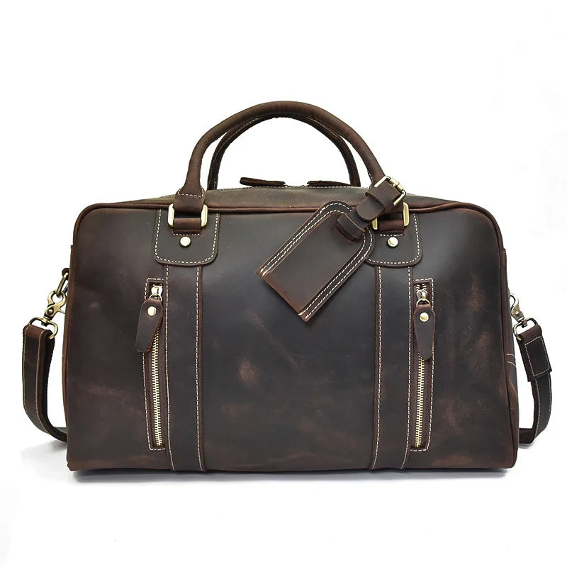 Natural Cowskin Leather Weekend Bag
