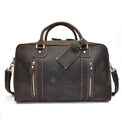 Natural Cowskin Leather Weekend Bag