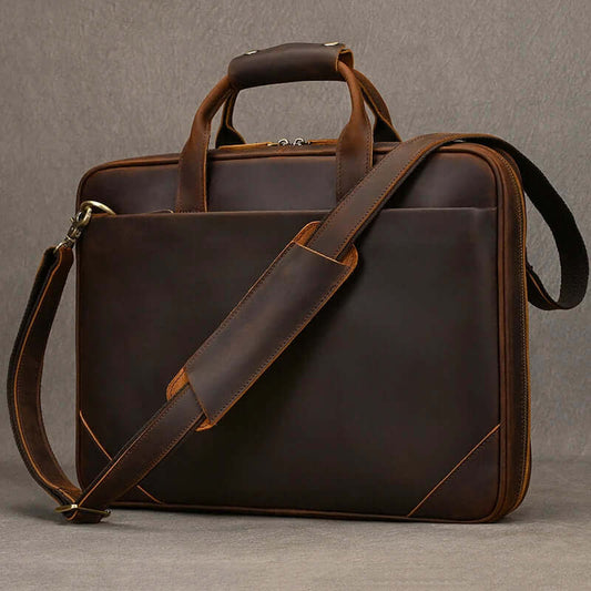 Mens Leather Bag Laptop Sophisticated Briefcase Style