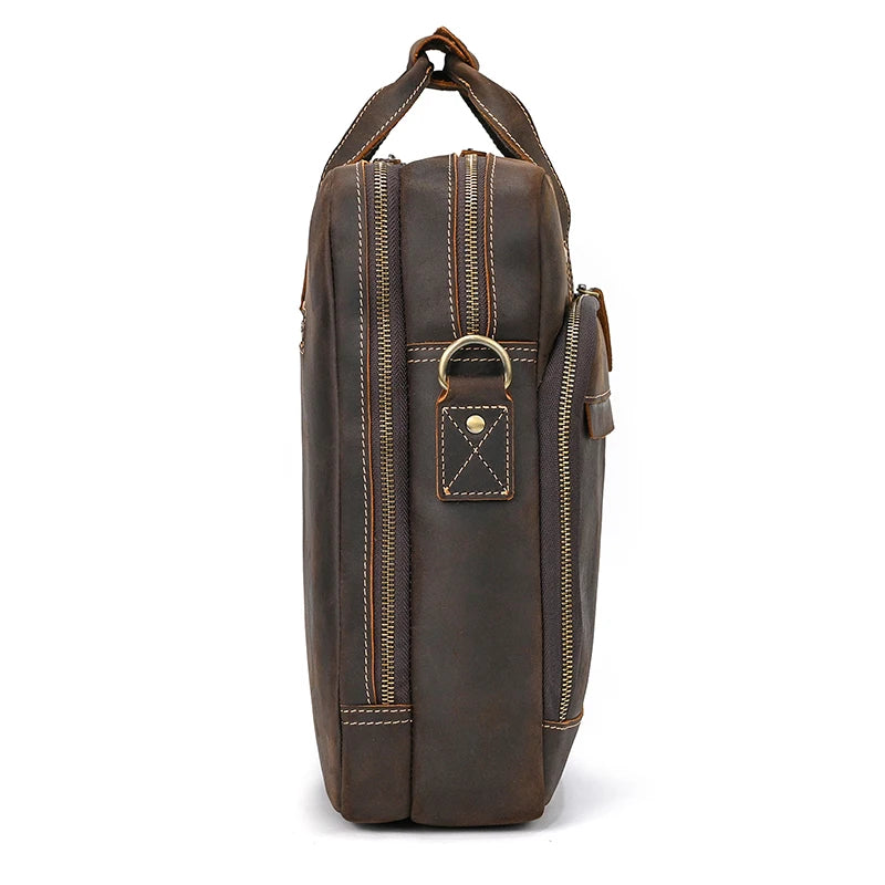 Handmade Full-Grain Leather Briefcase – Fits 17" Laptop