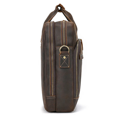Handmade Full-Grain Leather Briefcase – Fits 17" Laptop