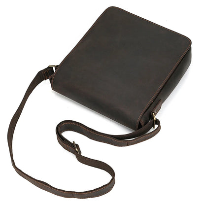 Handmade Mens Brown Leather Messenger Bag
