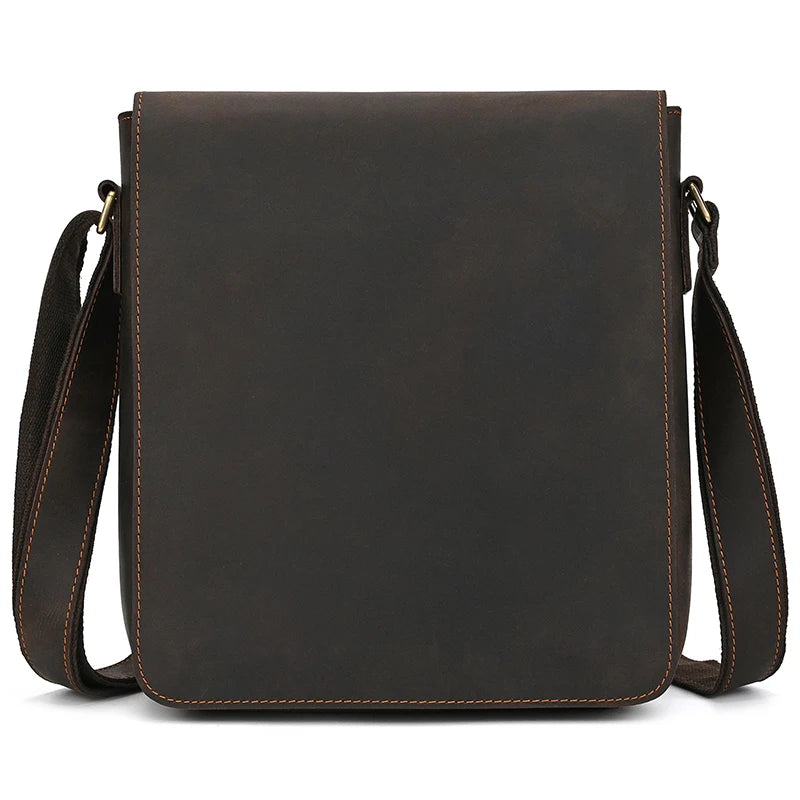 DHM bags-Dark brown leather messenger bag