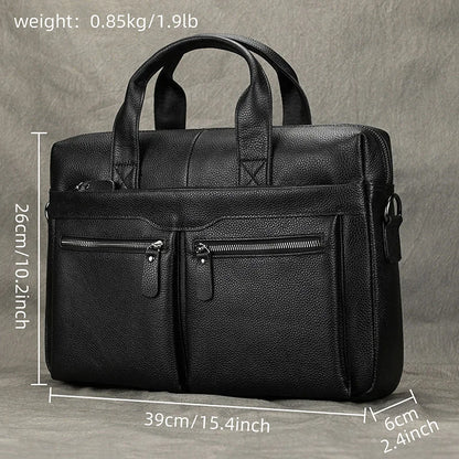Real Leather Male Laptop Briefcase