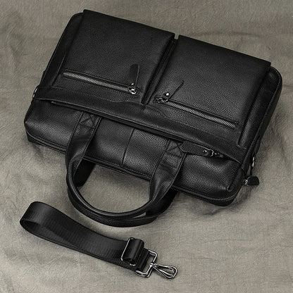 Real Leather Male Laptop Briefcase