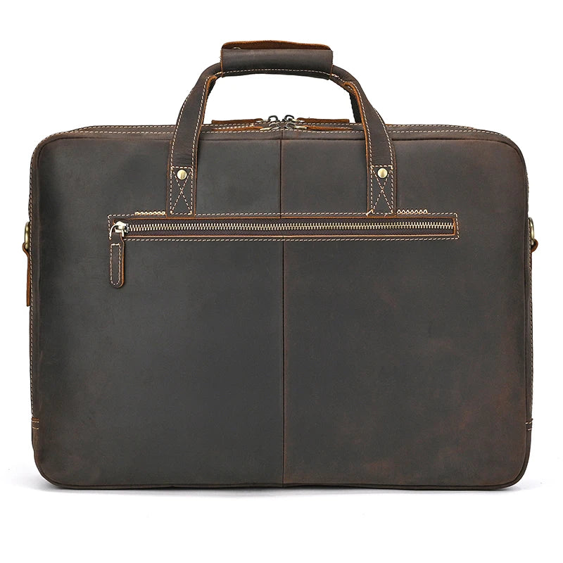 Handmade Full-Grain Leather Briefcase – Fits 17" Laptop