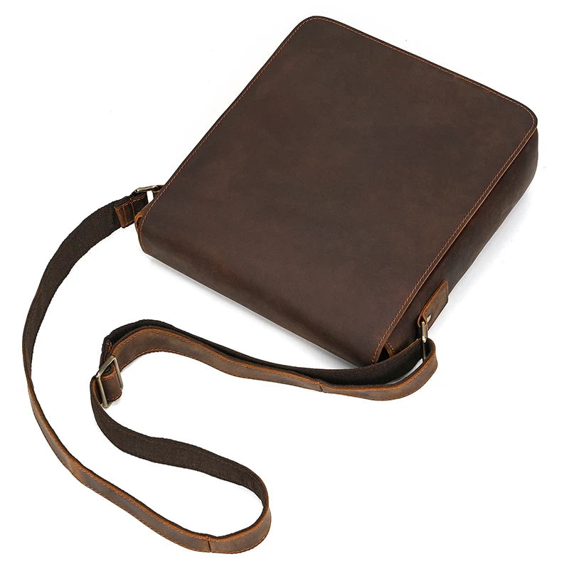 Handmade Mens Brown Leather Messenger Bag