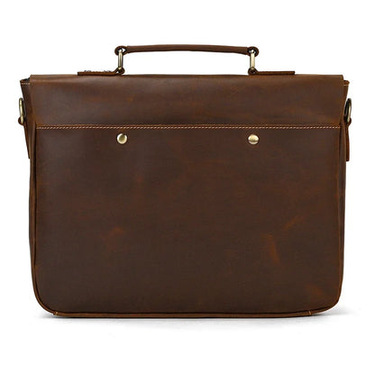 Male Soft Cow Leather Laptop Shoulder Bag