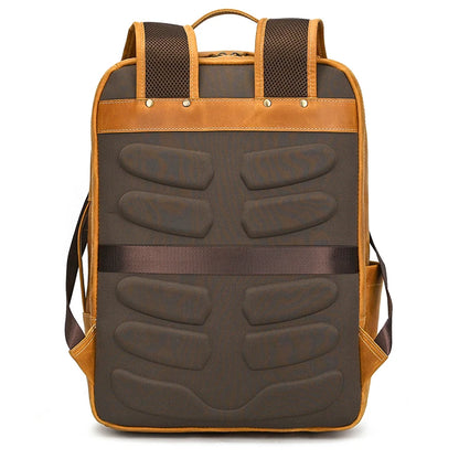Fashion Men's Full-Grain Leather Laptop Backpack
