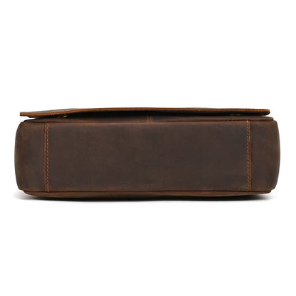 Handmade Mens Brown Leather Messenger Bag
