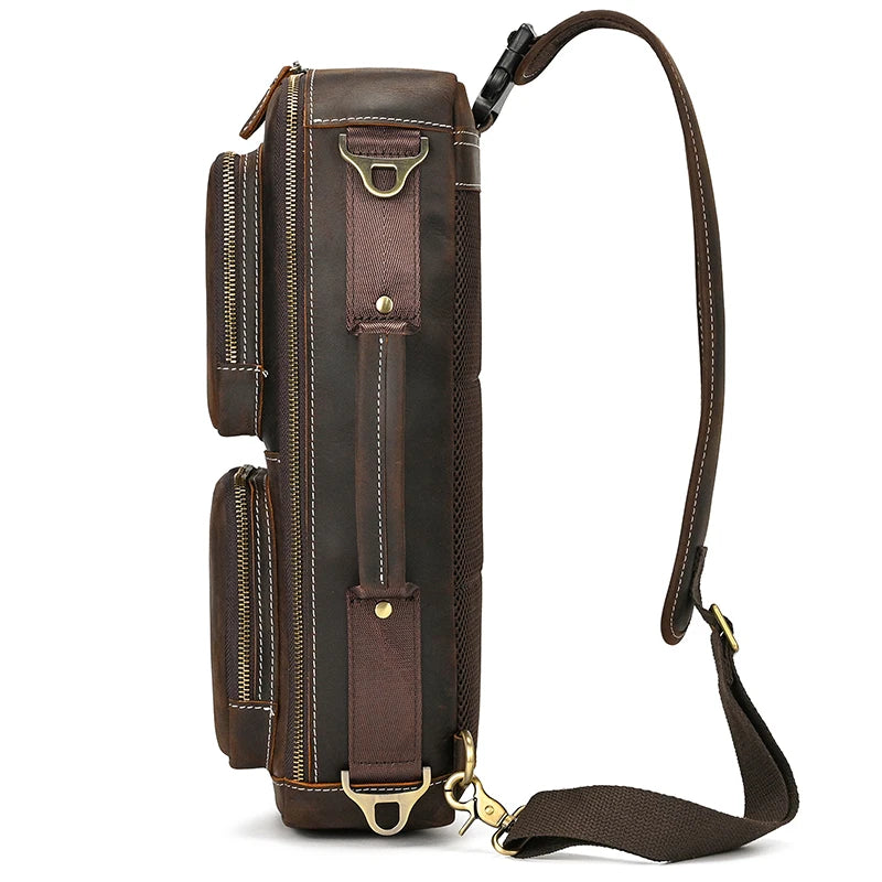 Handmade Top-Grain Leather 3-Way Bag Fanny Pack