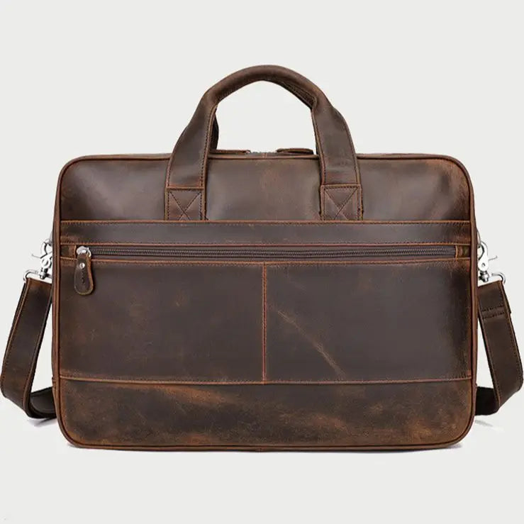 17 inch Laptop Cowhide Male Tote Big Briefcase