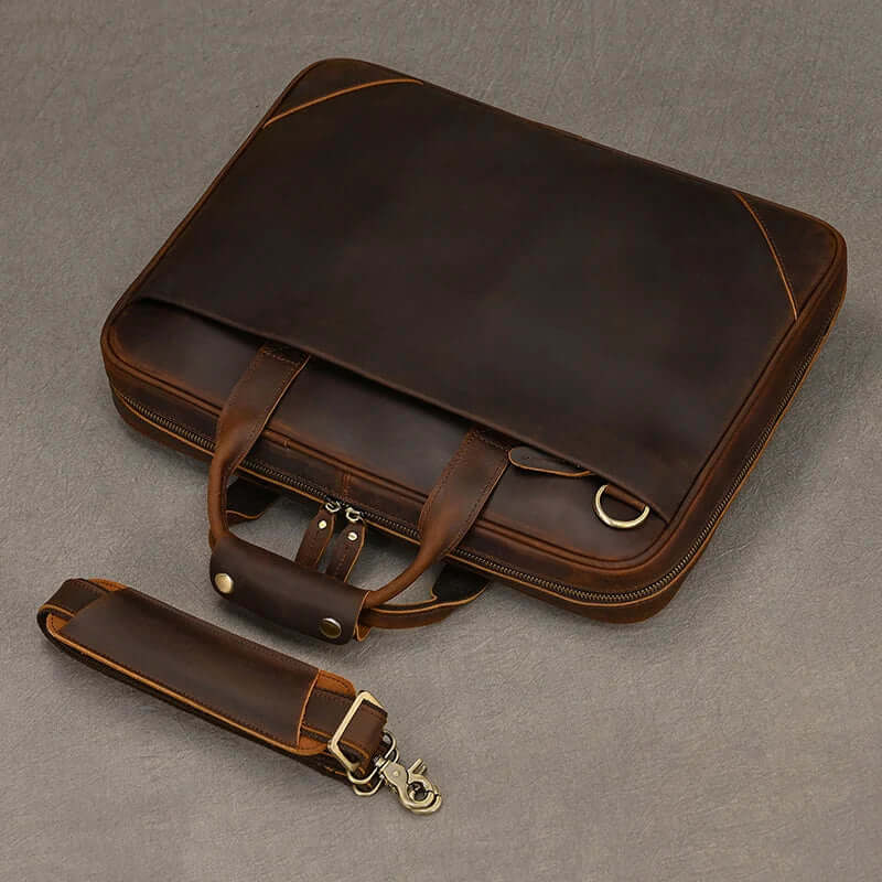 Mens Leather Bag Laptop Sophisticated Briefcase Style