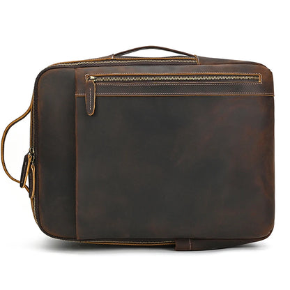 Fashion Men's Full-Grain Leather Laptop Backpack