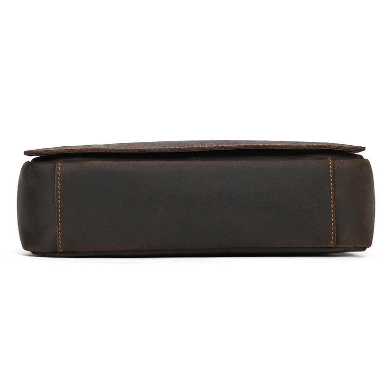 Handmade Mens Brown Leather Messenger Bag