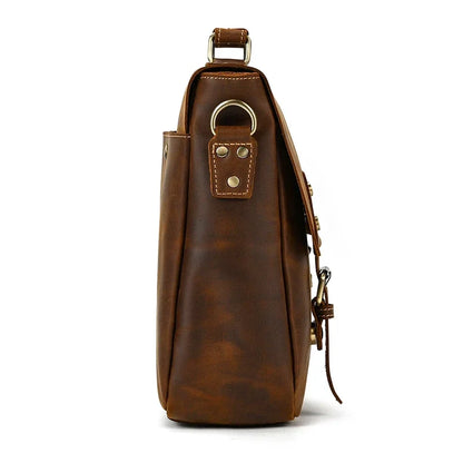 Male Soft Cow Leather Laptop Shoulder Bag