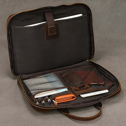 Mens Leather Bag Laptop Sophisticated Briefcase Style