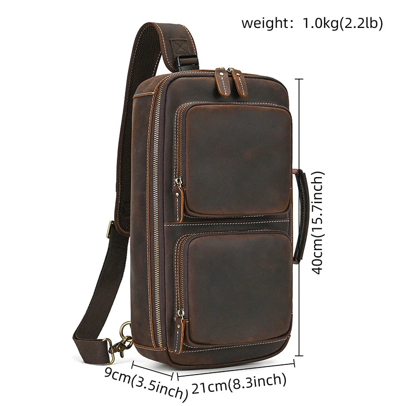 Handmade Top-Grain Leather 3-Way Bag Fanny Pack