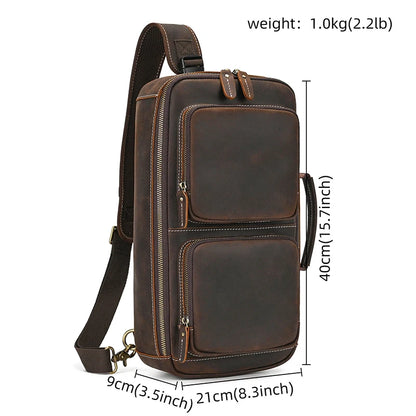 Handmade Top-Grain Leather 3-Way Bag Fanny Pack