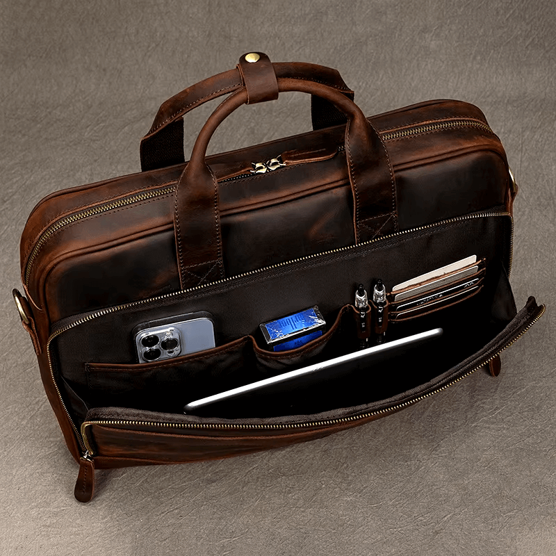 Classic Leather Bag for Laptop Men's Briefcase