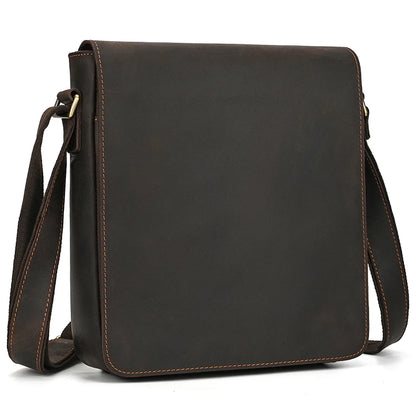 Handmade Mens Brown Leather Messenger Bag