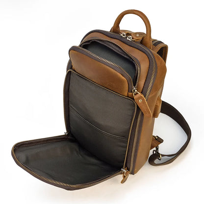 Handmade Mens Leather Sling Bag Fanny Pack