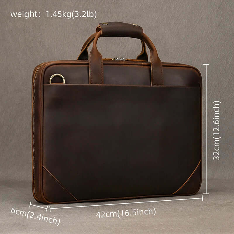 Mens Leather Bag Laptop Sophisticated Briefcase Style