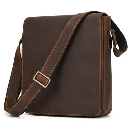DHM bags-Brown leather messenger bag