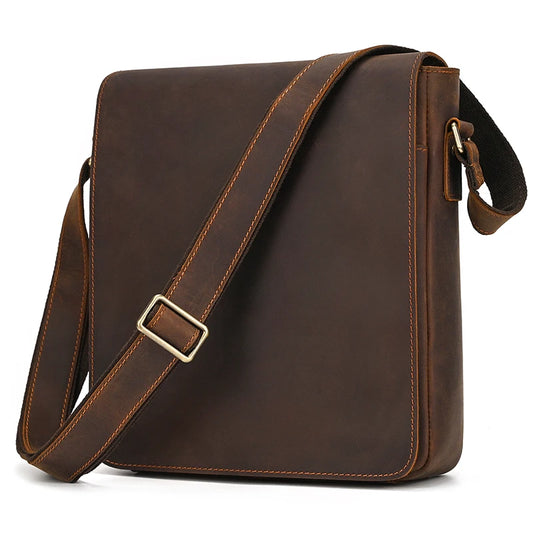 DHM bags-Brown leather messenger bag