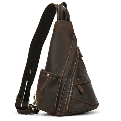 DHM bags-Dark brown leather sling bag 